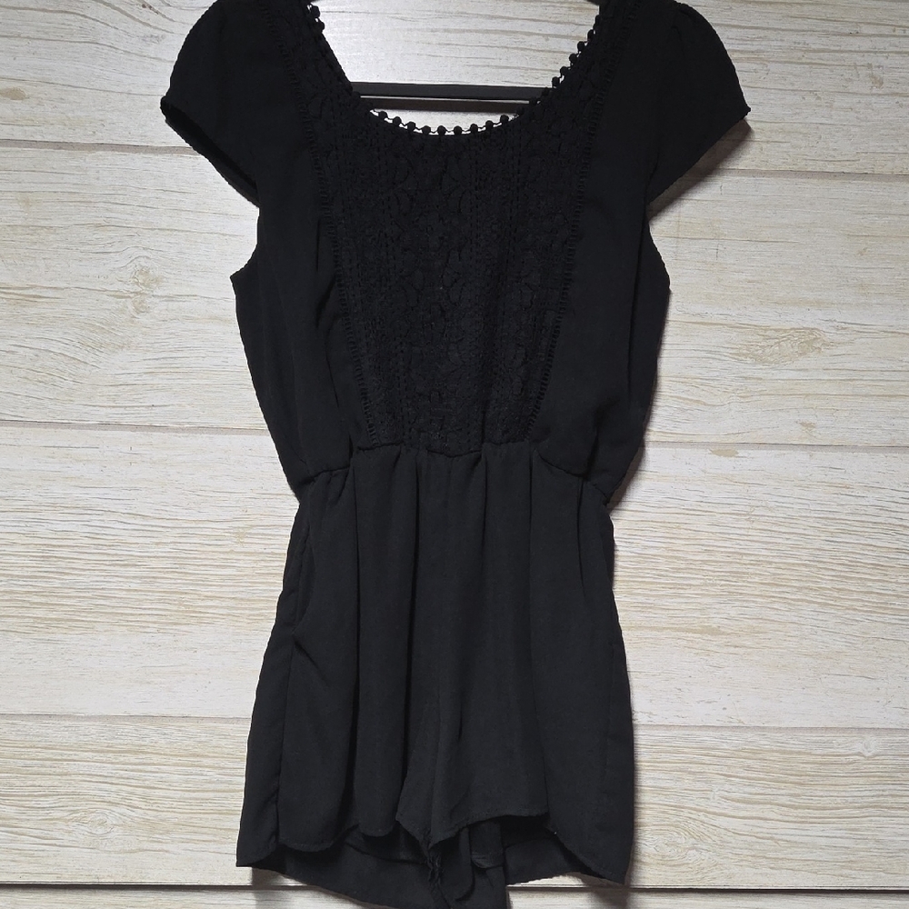 Xhilaration Black Lace Detail Romper